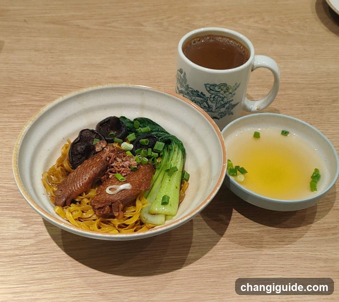Noodle Bowl with Broth and Coffee