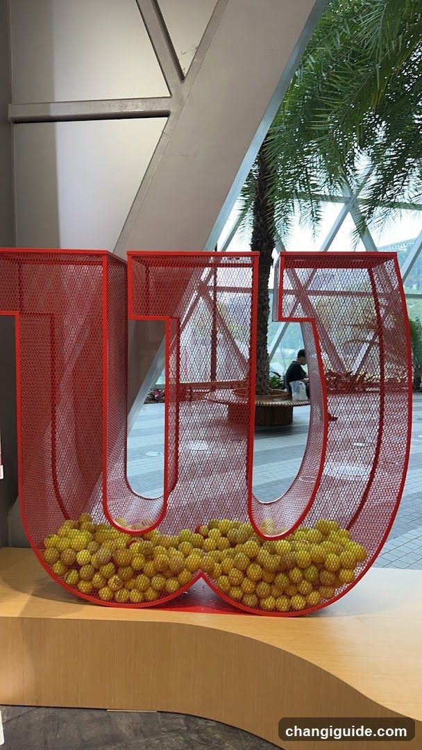 Red Mesh Letter Display with Yellow Spheres
