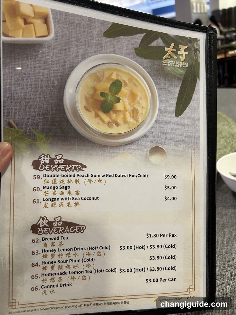 Crown Prince Desserts & Beverages Menu