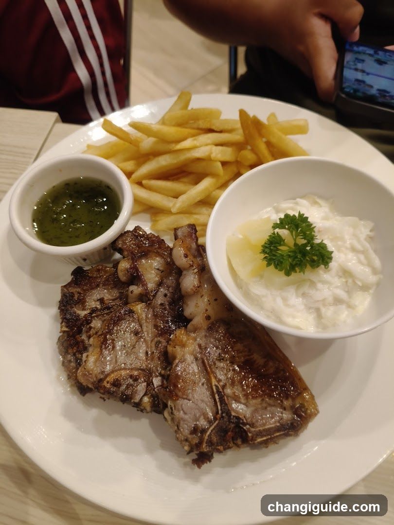 Grilled Lamb Ribs with Fries and Sauces