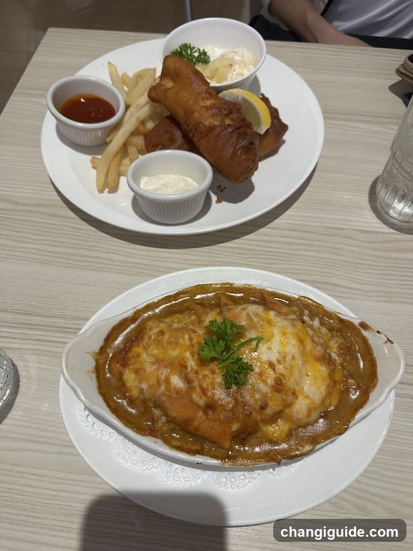 Fish and Chips with Curry Dish