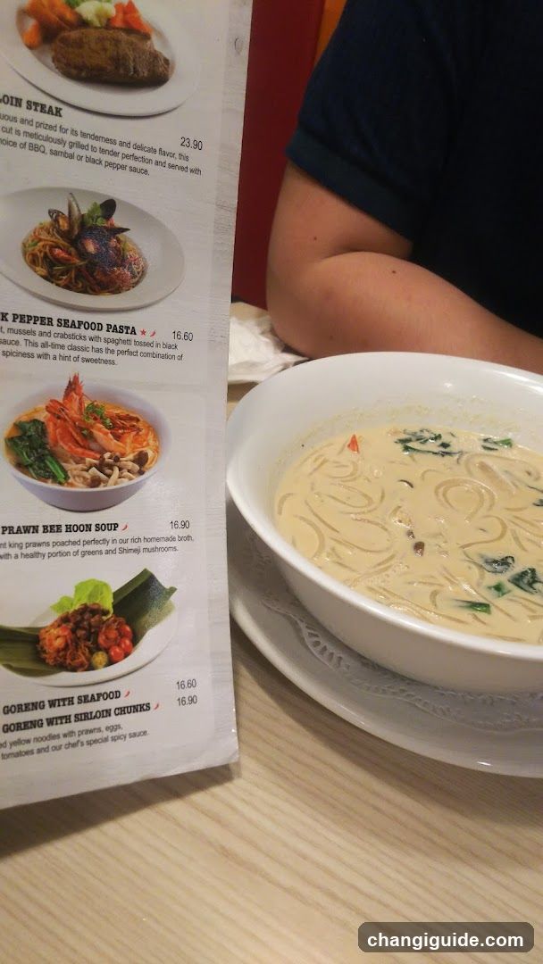 Dining Table with Menu and Soup