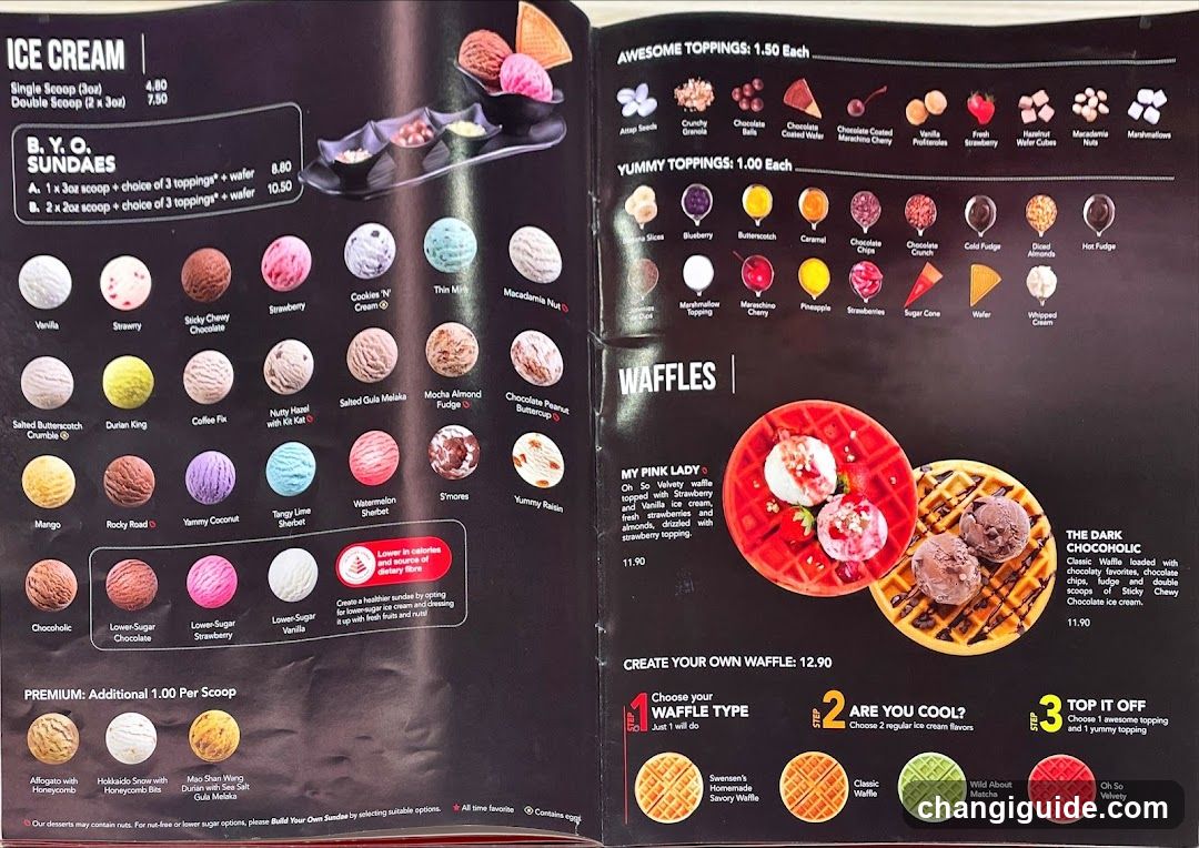 Ice Cream & Waffle Menu