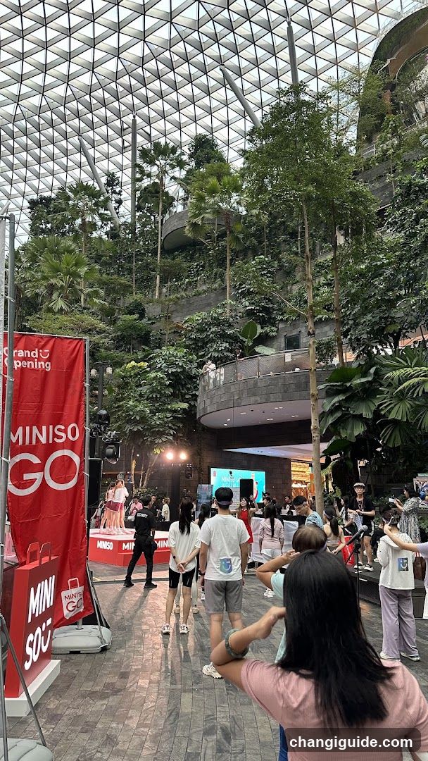 Indoor event with promotional banners