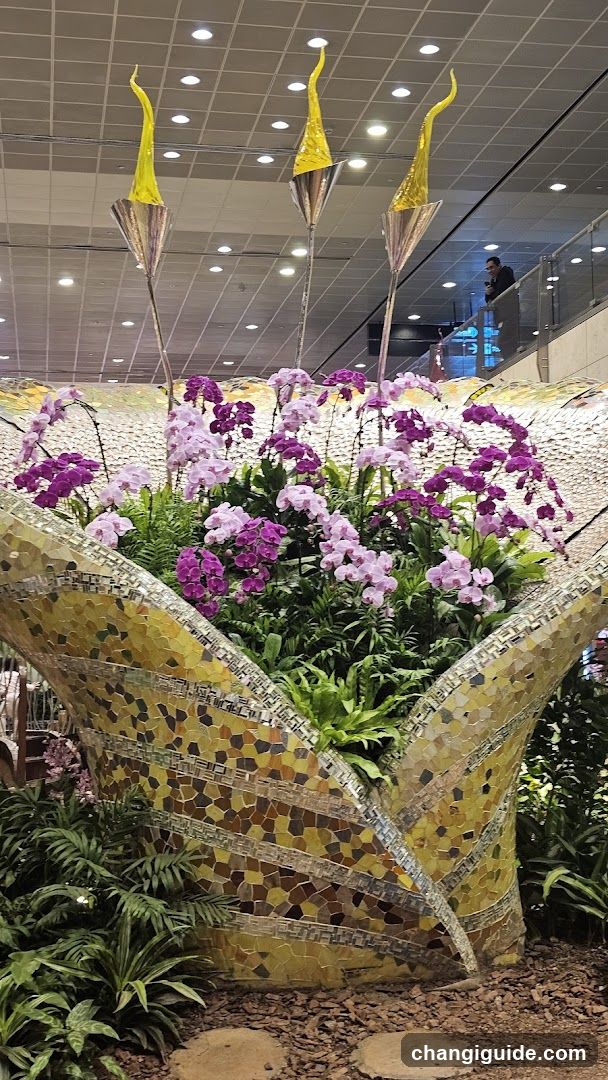 Orchid Display in Mosaic Planter
