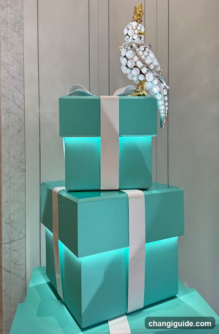 Tiffany Blue Gift Boxes with Ornate Bird Sculpture