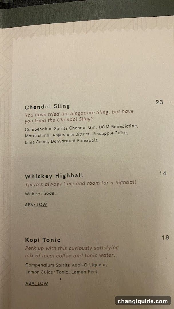 Chendol Sling, Whiskey Highball, Kopi Tonic Menu Page