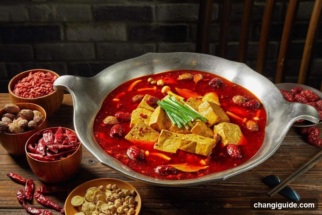 Spicy Tofu Hot Pot with Ingredients