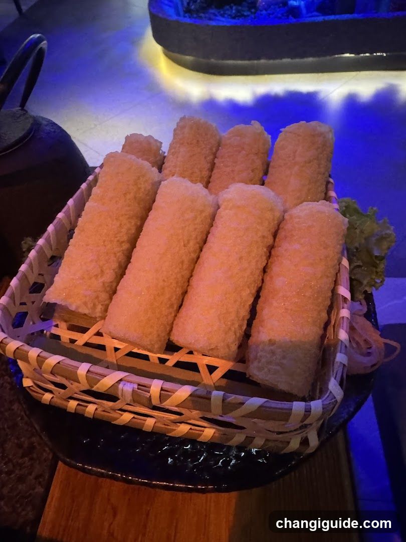 Bamboo Basket of Fried Rolls