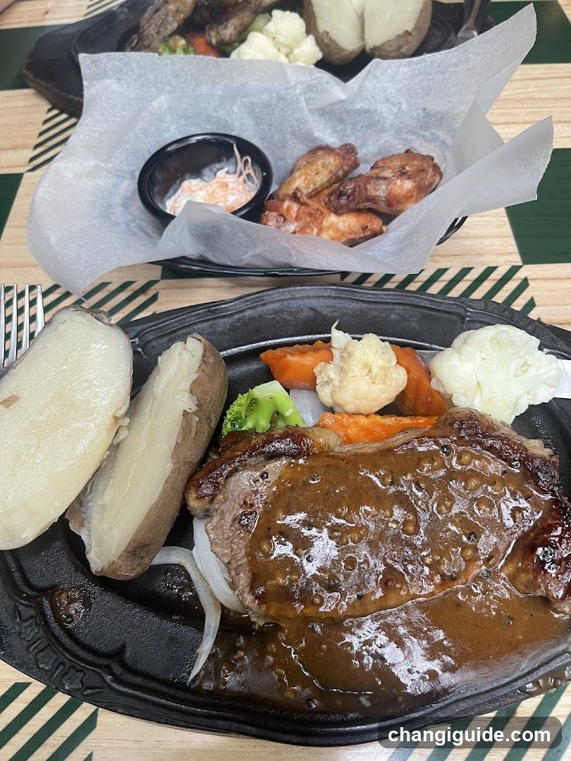 Steak Dinner with Sides and Wings
