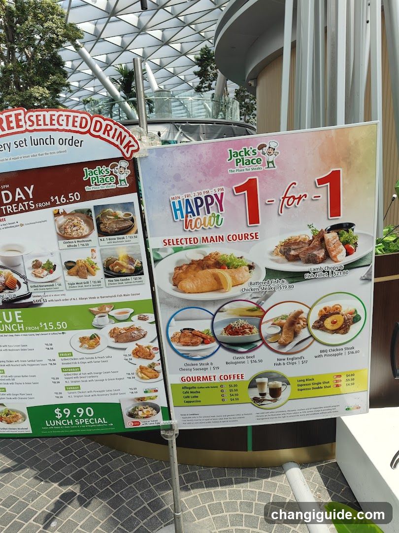 Jack's Place Lunch Menu Display