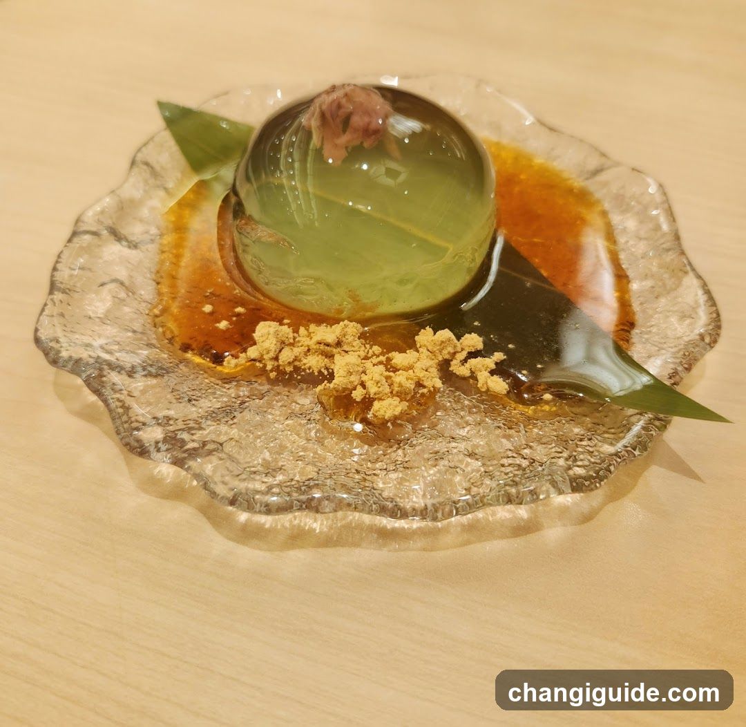 Dessert with Green Jelly and Brown Crumbs