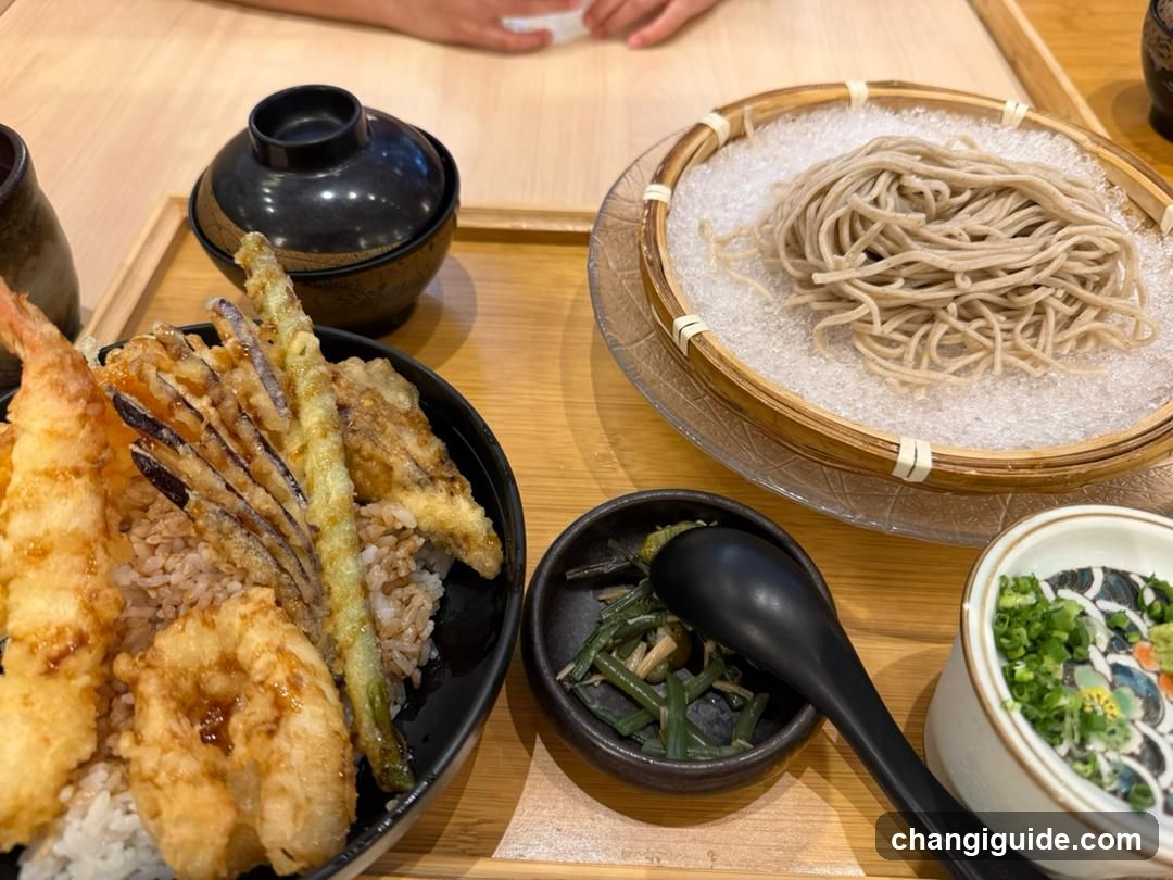 Japanese Meal with Tempura and Soba Noodles