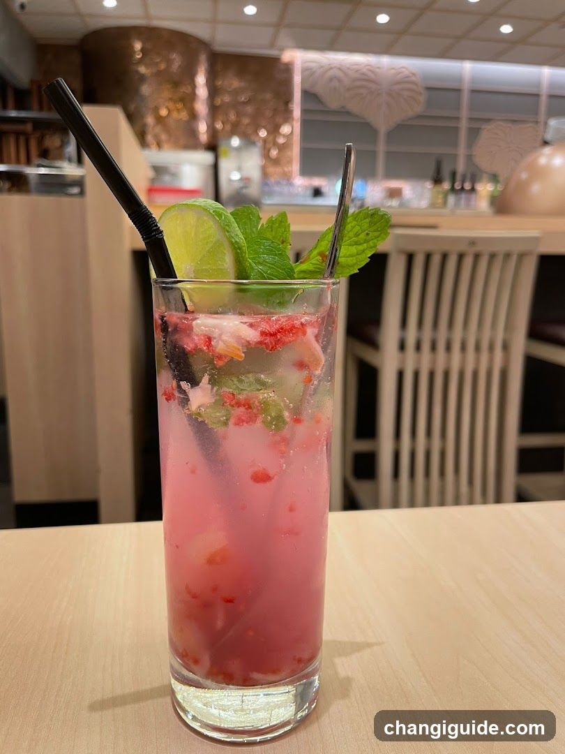 Pink Mocktail with Lime and Mint