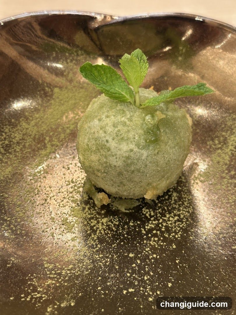 Matcha Dessert with Mint Garnish