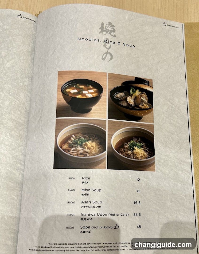 Noodles, Rice & Soup Menu Page