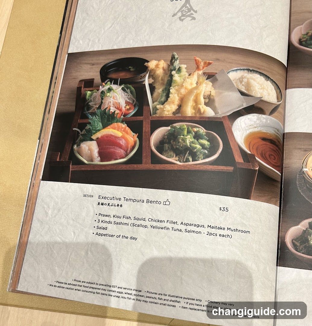Executive Tempura Bento Menu Page