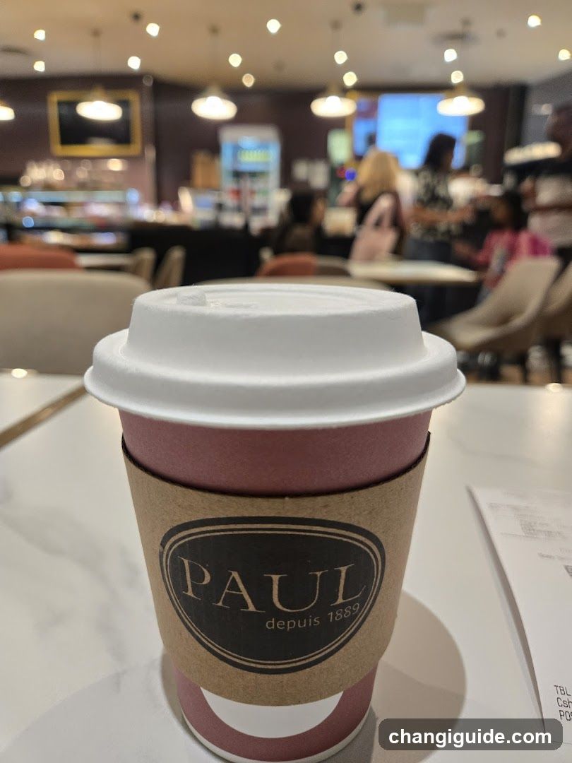 Paul Coffee Cup in Cafe Interior
