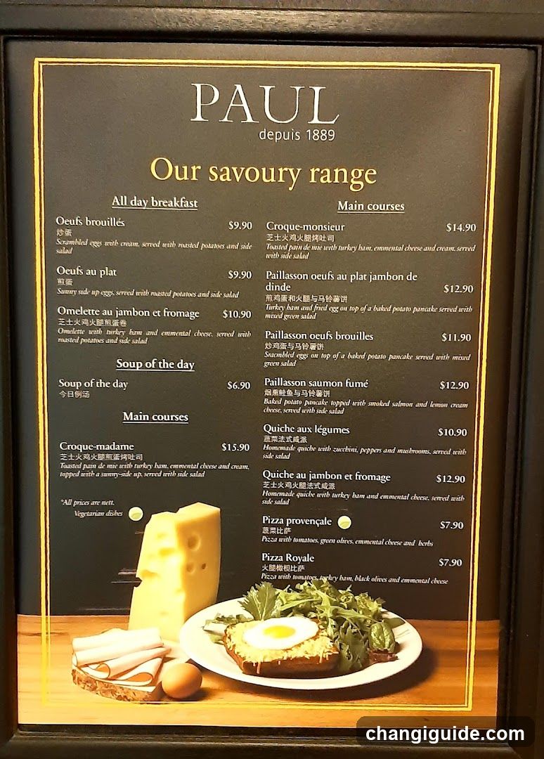 PAUL - Our Savoury Range Menu