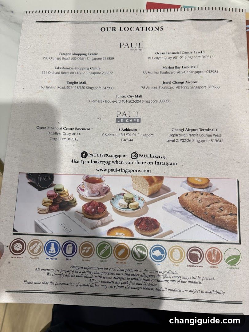 Paul Bakery Singapore Locations Flyer