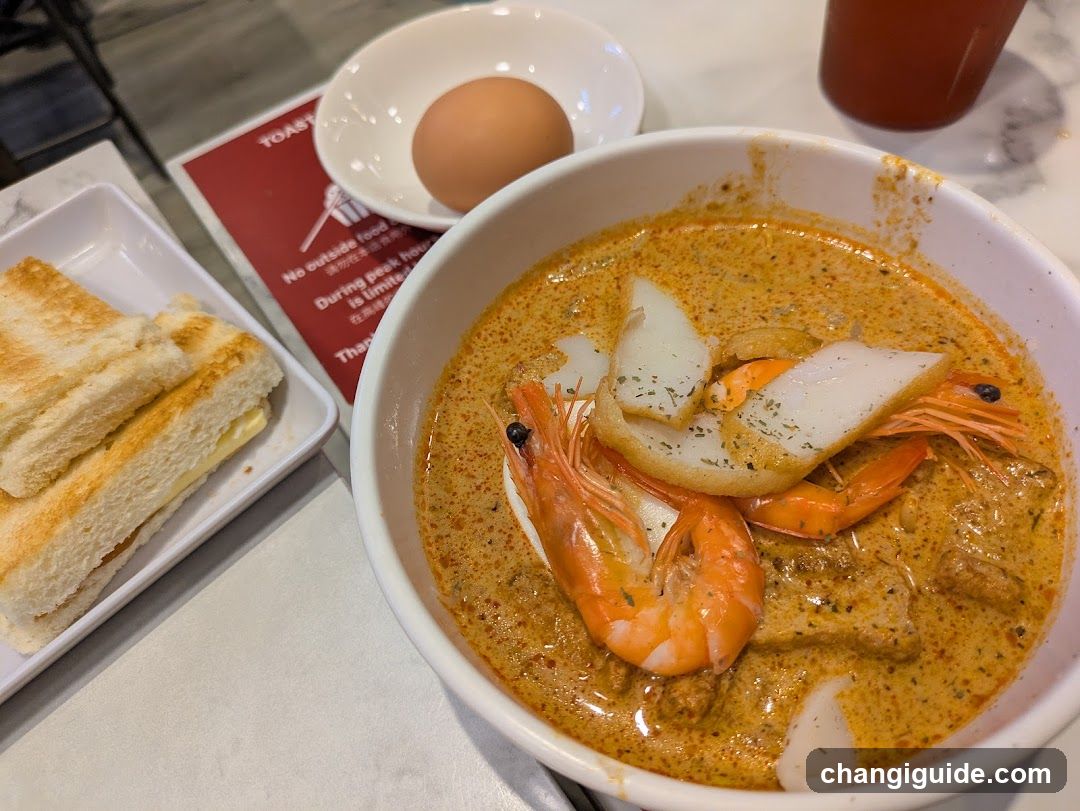 Curry Noodle Meal with Toast and Egg