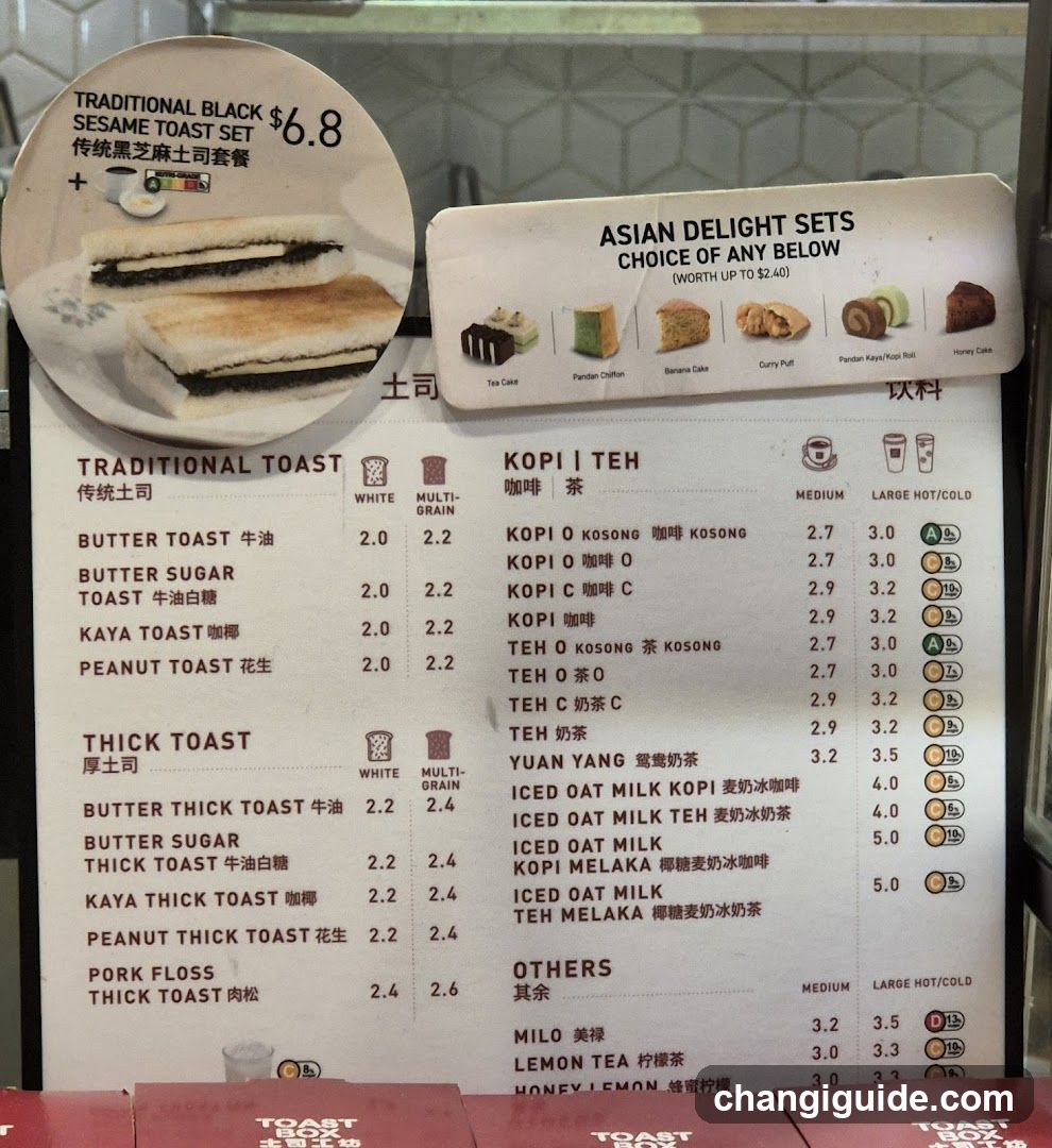 Traditional Toast & Kopi Menu