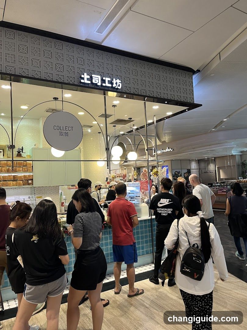 Crowded food stall interior
