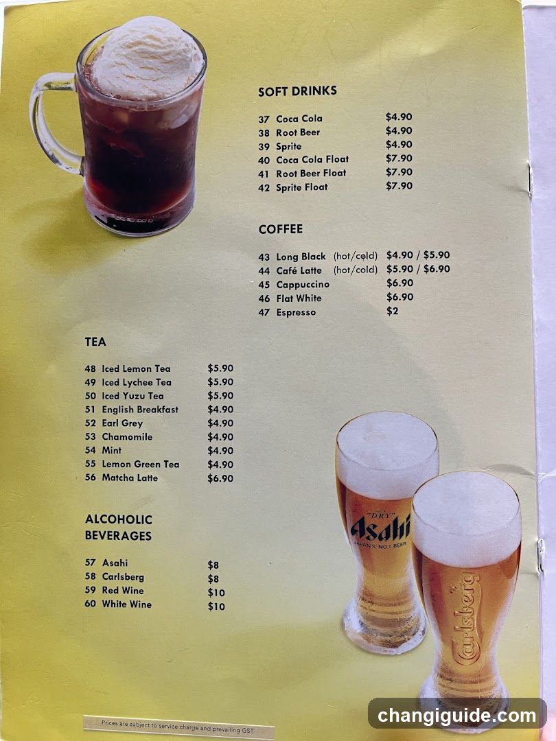 Soft Drinks, Coffee, Tea & Alcoholic Beverages Menu