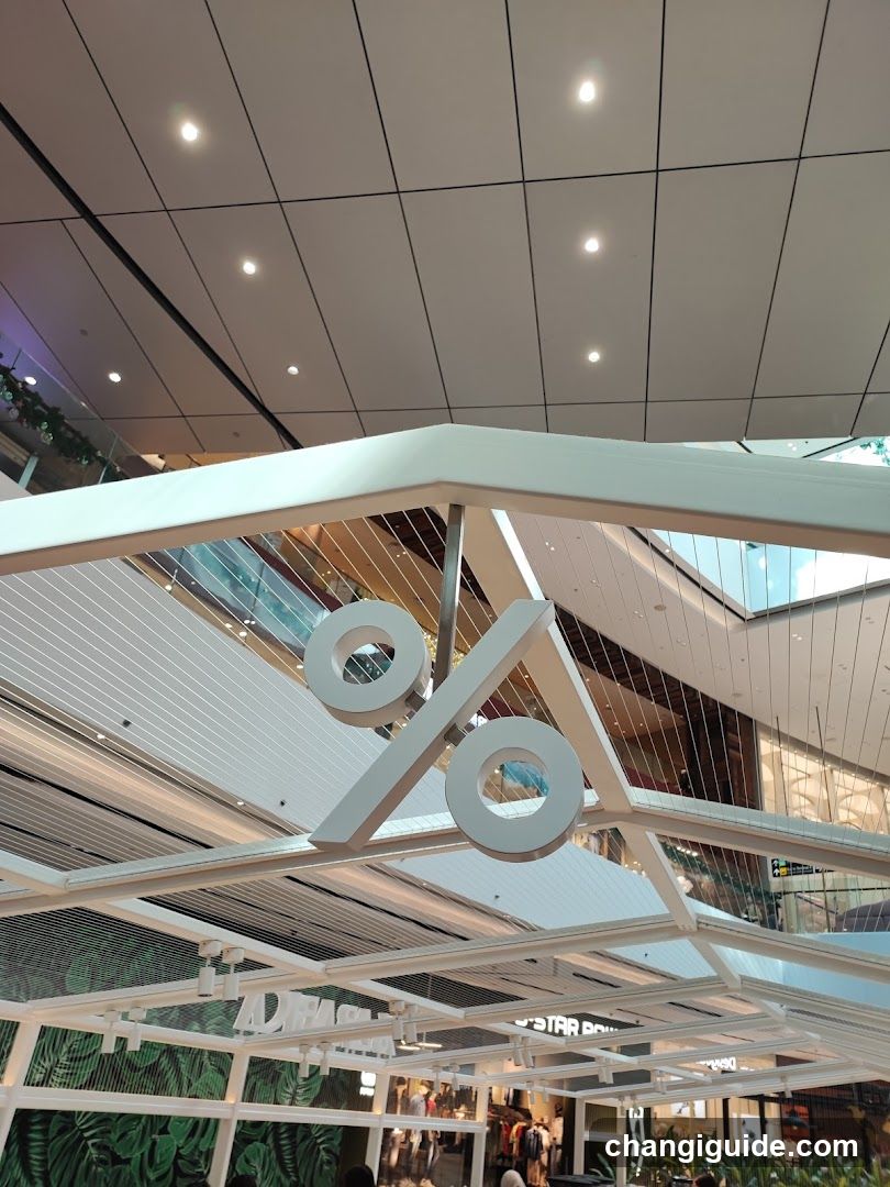 Shopping Mall Interior with Percentage Sign
