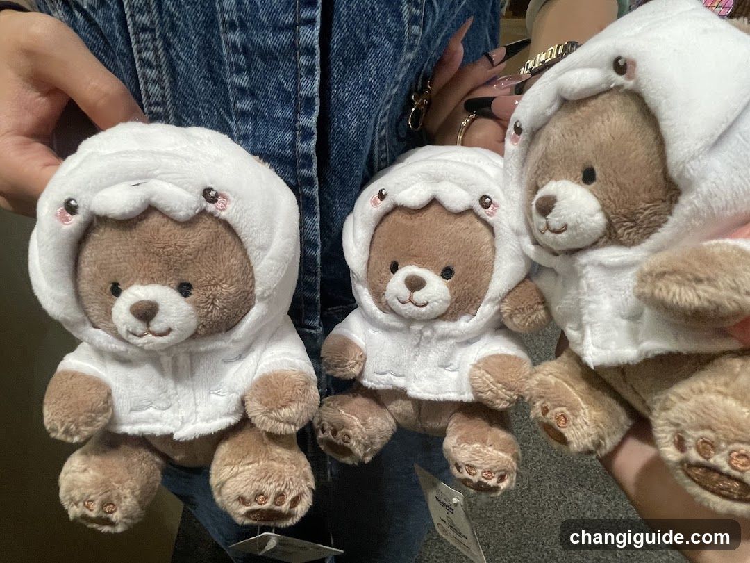 Teddy Bear Plushies in White Hooded Outfits