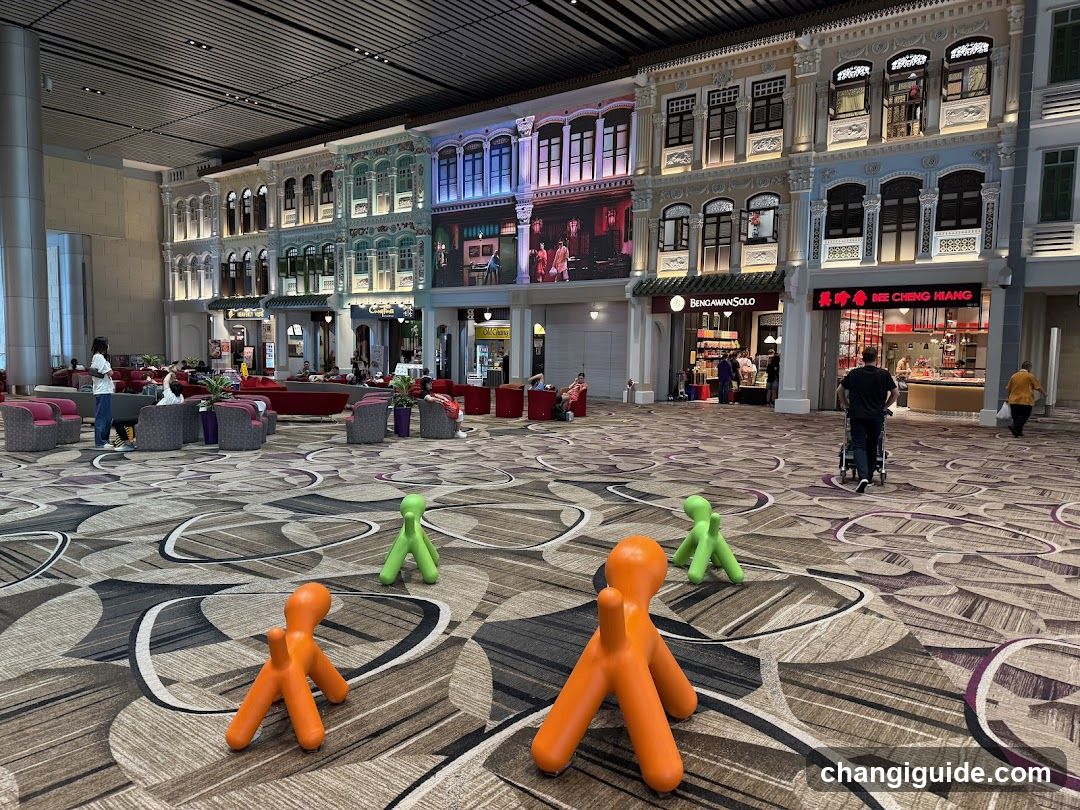 Airport Terminal Interior with Decorative Figures
