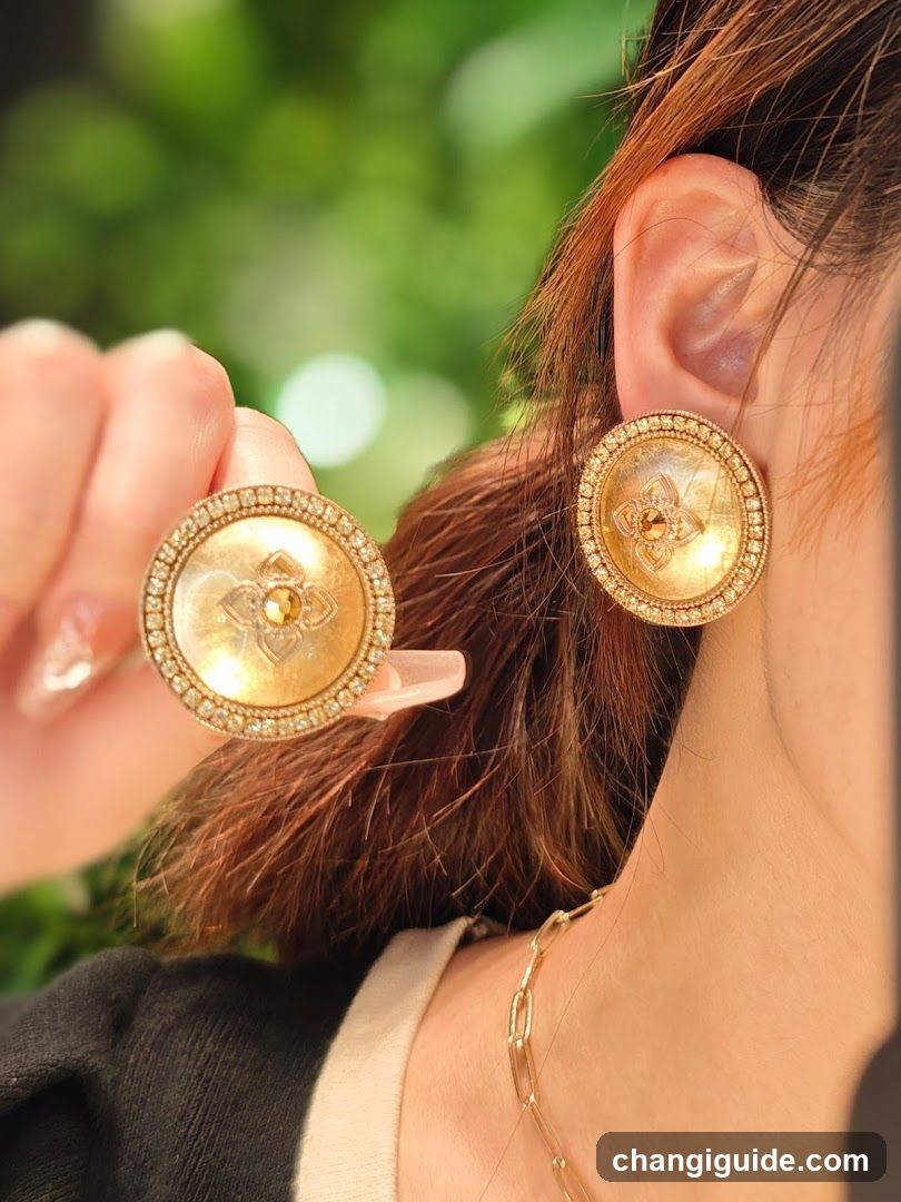 Gold Earrings with Floral Design