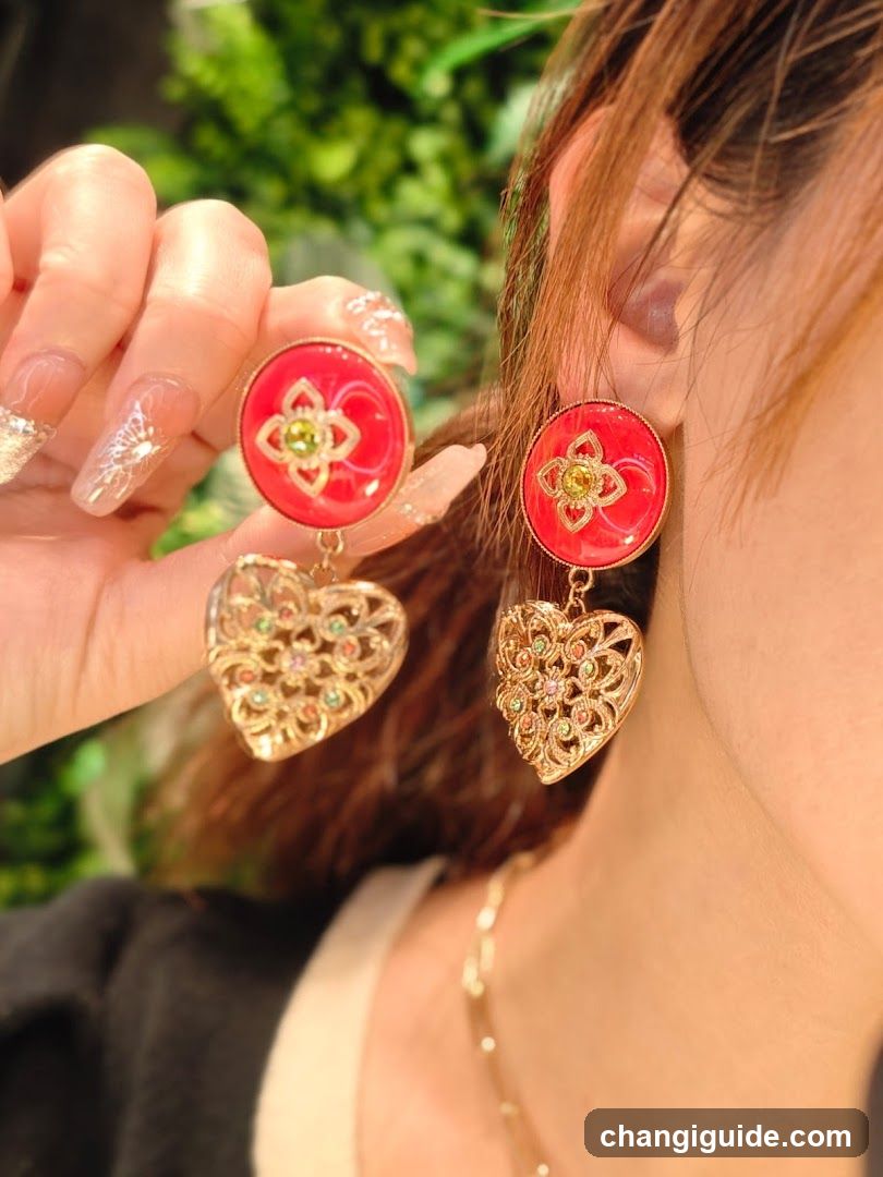 Red and Gold Heart Earrings