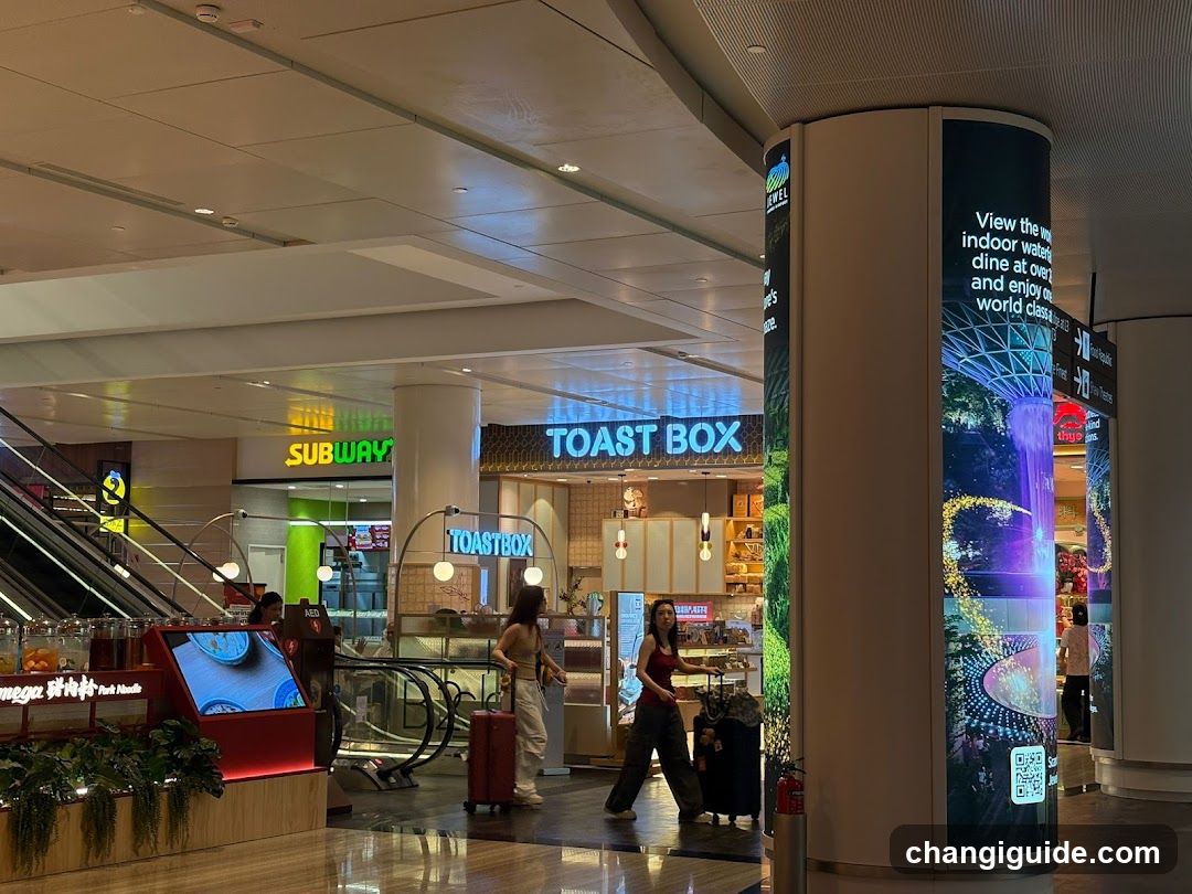 Airport Terminal Interior with Food and Beverage Outlets