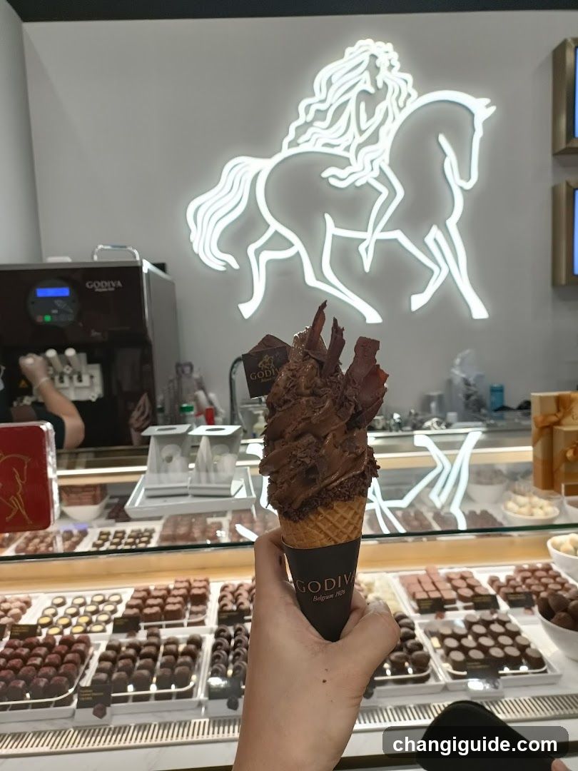 Chocolate Ice Cream Cone at Godiva Store