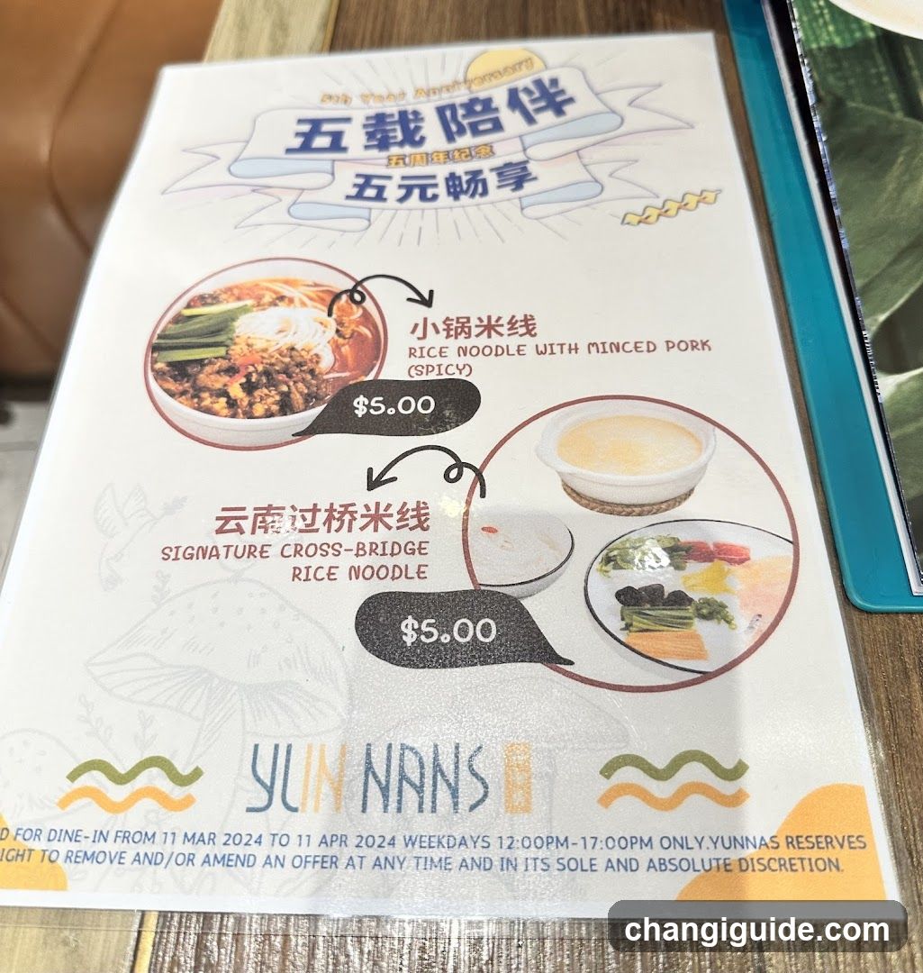 Yun Nans Special Offer Menu