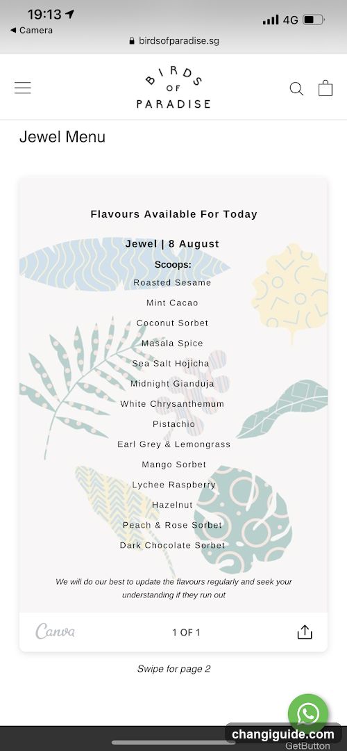 Jewel Menu - Bird of Paradise