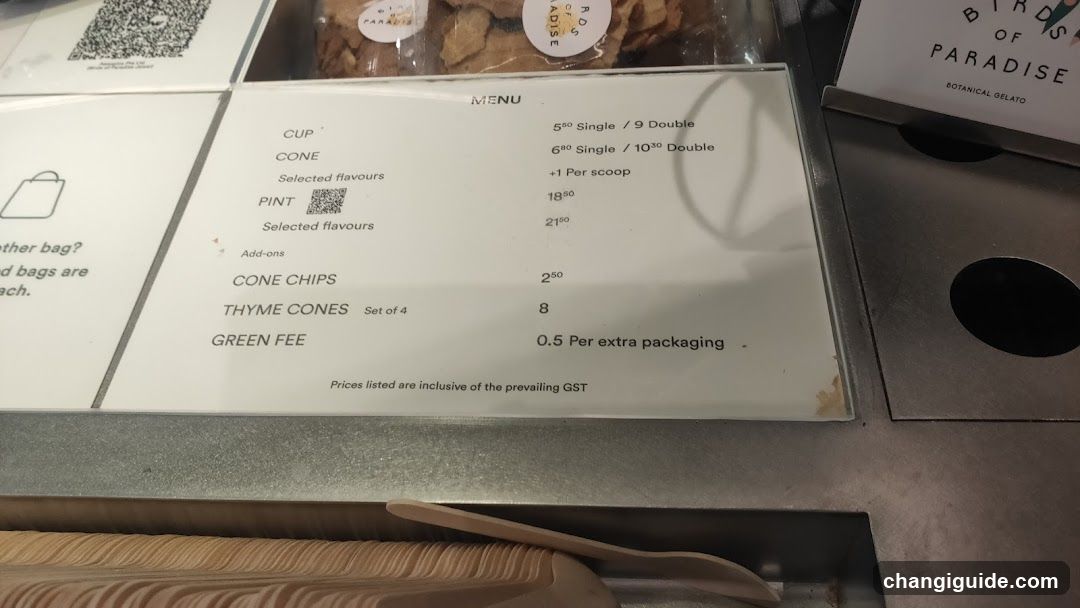 Birds of Paradise Menu