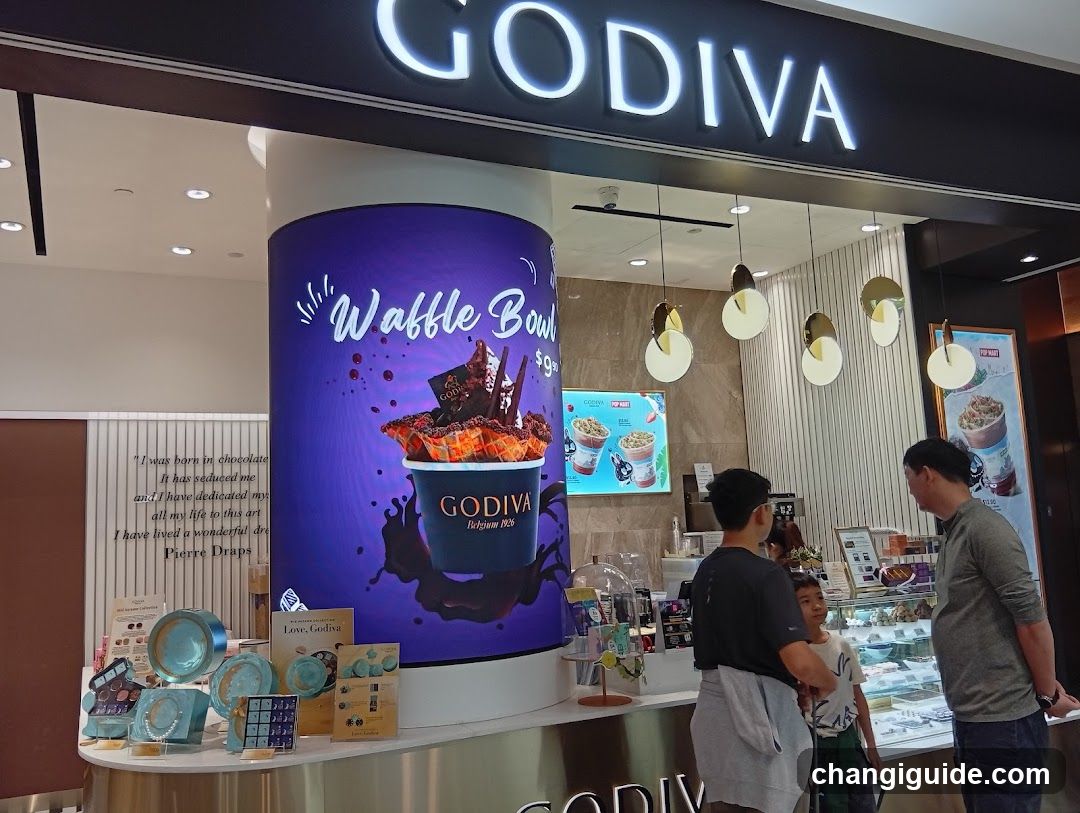 Godiva Store Interior with Waffle Bowl Ad