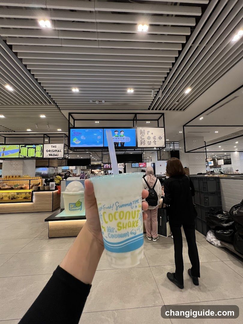 Coconut Milk Shake in Mall Interior