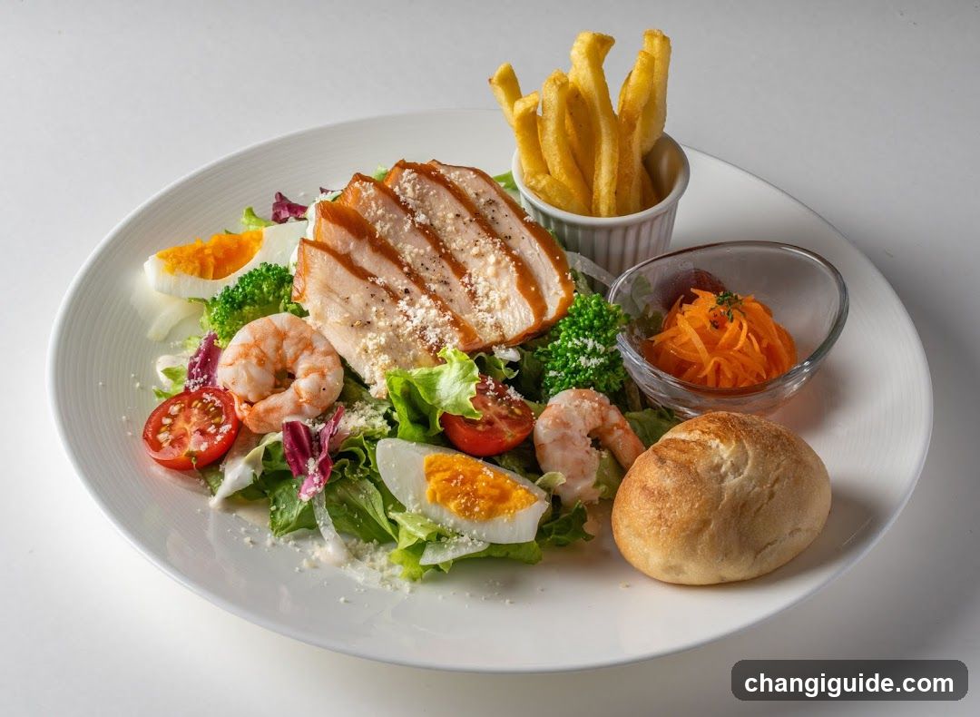 Salad with Shrimp, Chicken, and Fries