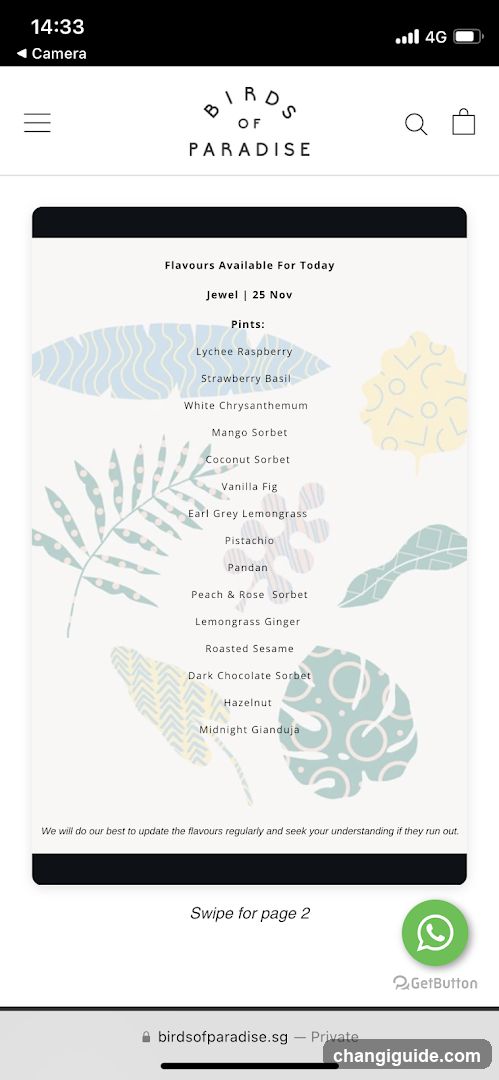 Birds of Paradise - Flavour List