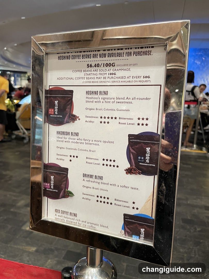 Hoshino Coffee Beans Menu Display