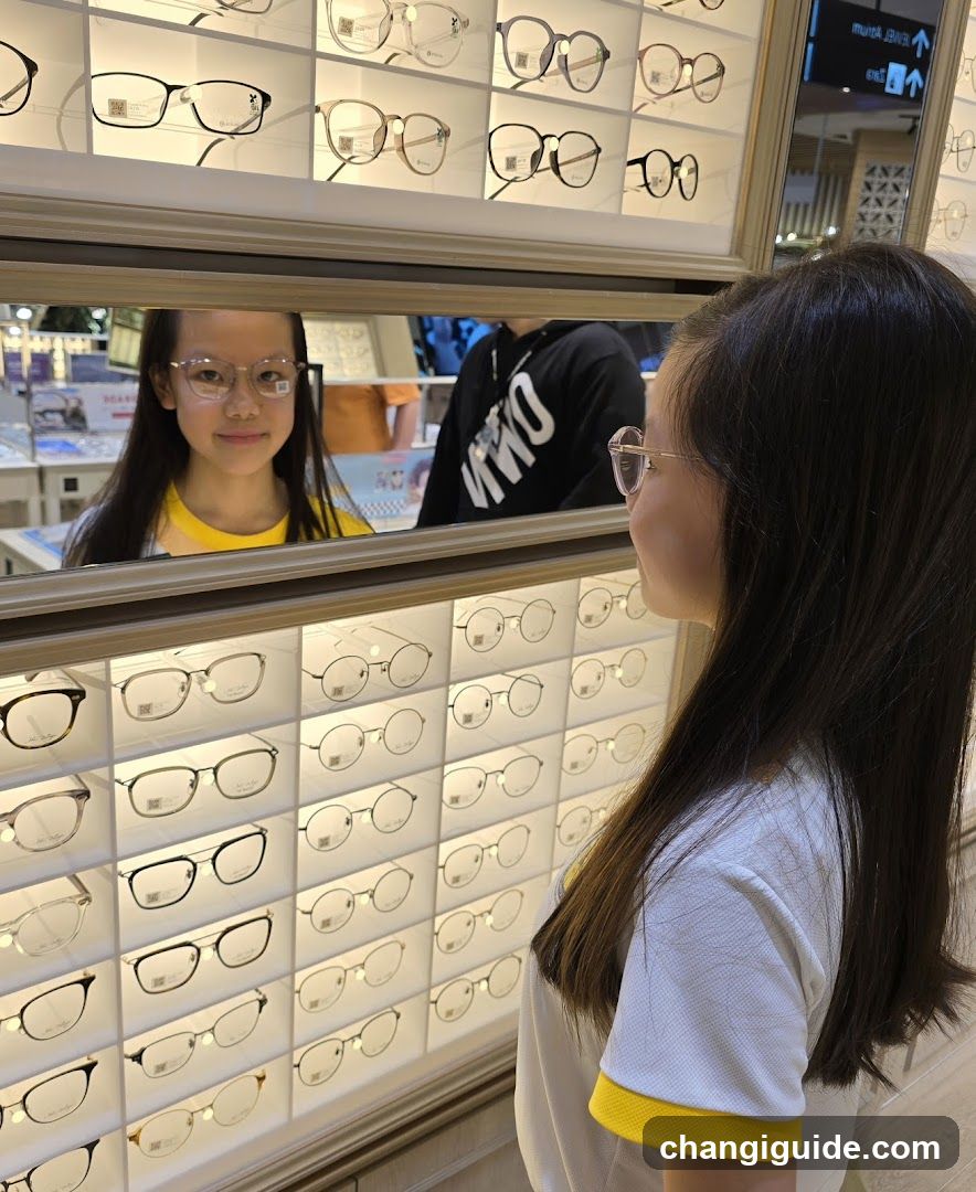 Girl Trying on Glasses in Store