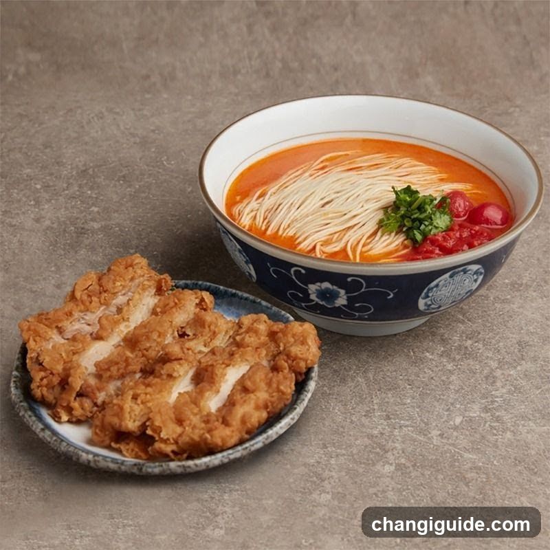 Noodle and Fried Chicken Dish