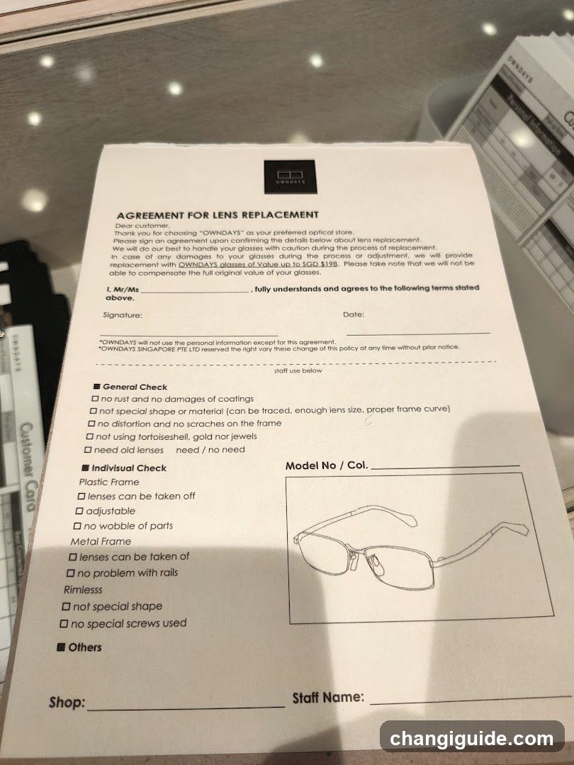 Lens Replacement Agreement Form