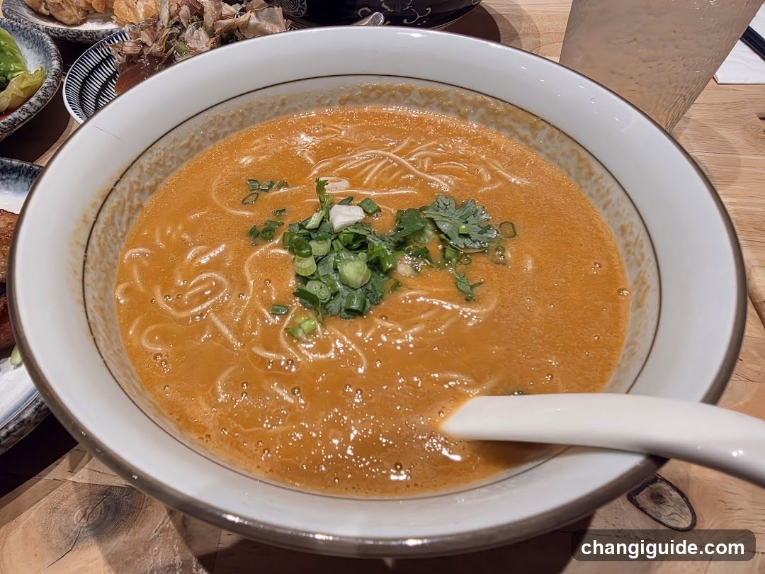 Bowl of Noodle Soup with Garnish