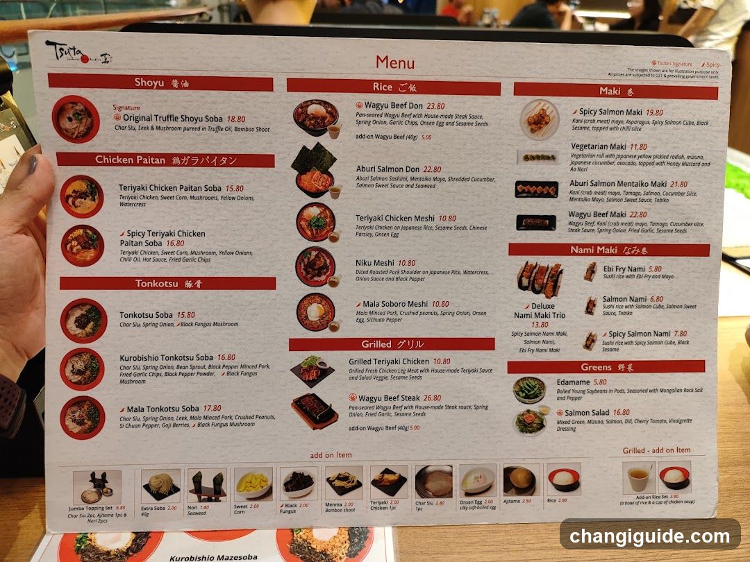 Taito Soba Menu