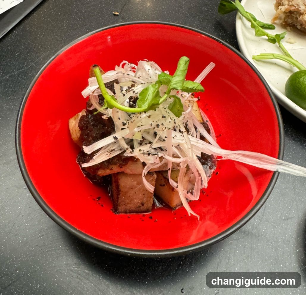 Red Bowl with Meat and Shredded Tofu