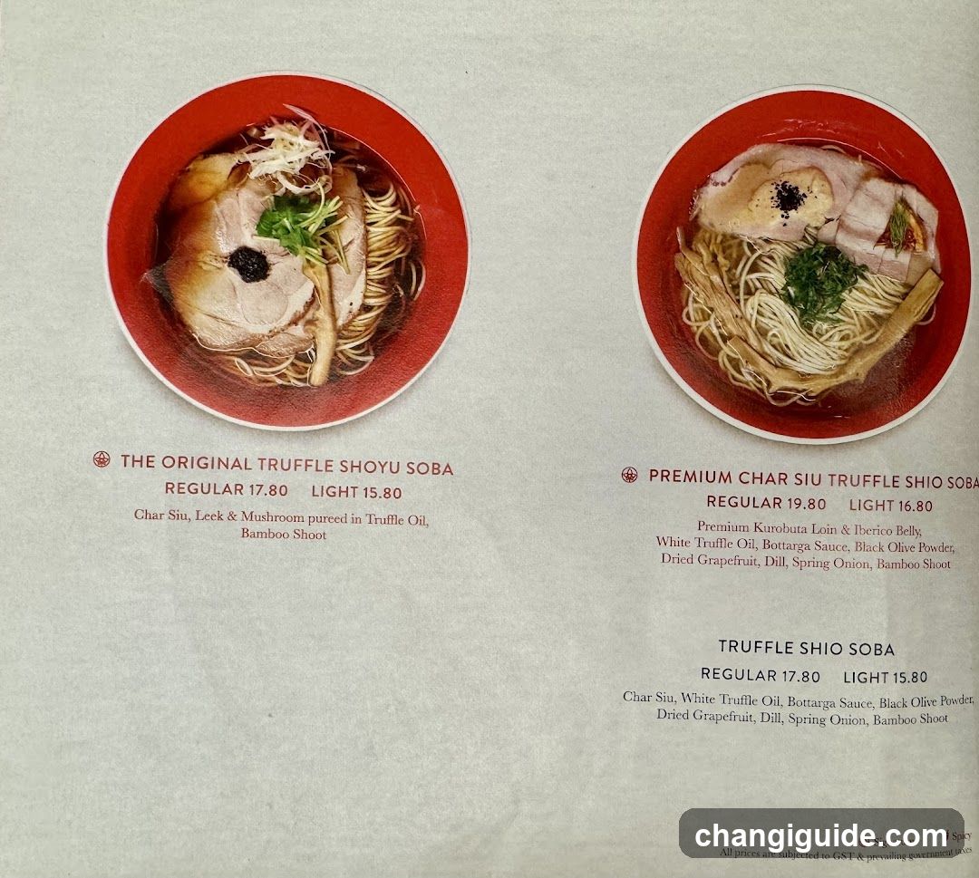 Truffle Shio Soba Menu